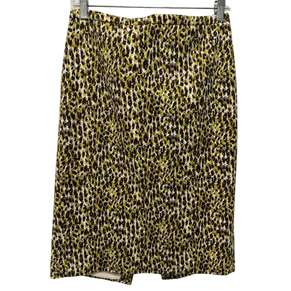 J.Crew Textured Animal Print Yellow/Black Pencil Skirt, Size 4